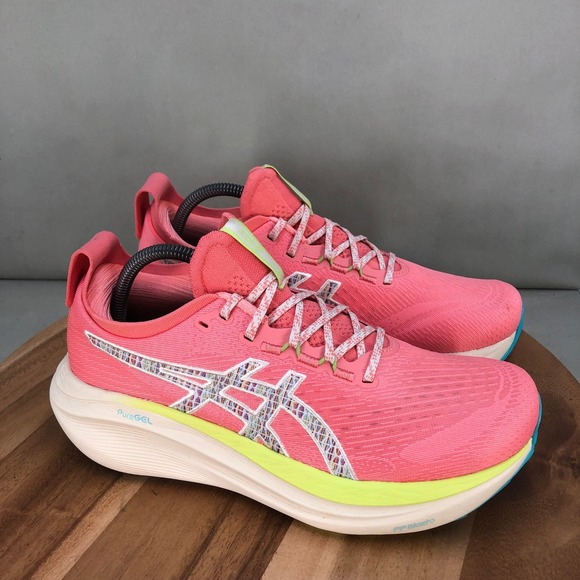 Asics Shoes - Asics Gel-Nimbus 27 TR Womens Trail Running Shoes Pink Glow Lime Size 10.5 US